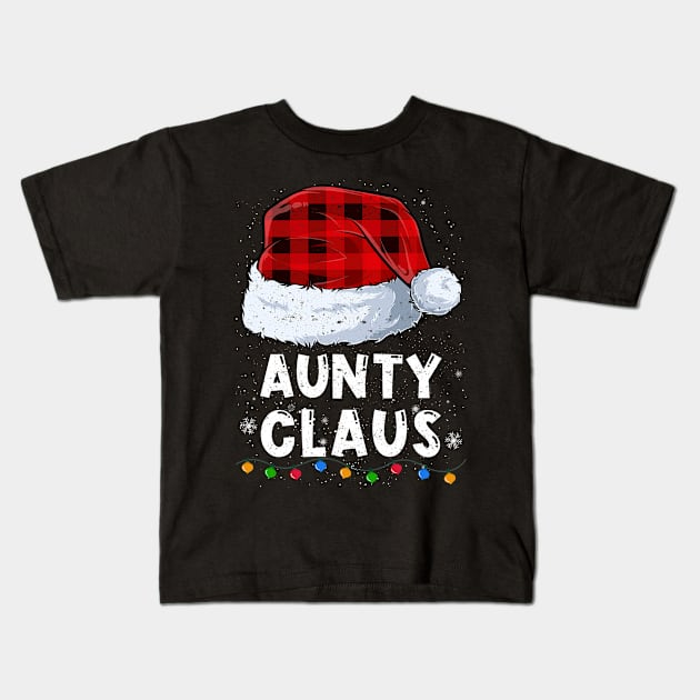 Aunty Claus Red Plaid Christmas Santa Family Matching Pajama Kids T-Shirt by tabaojohnny